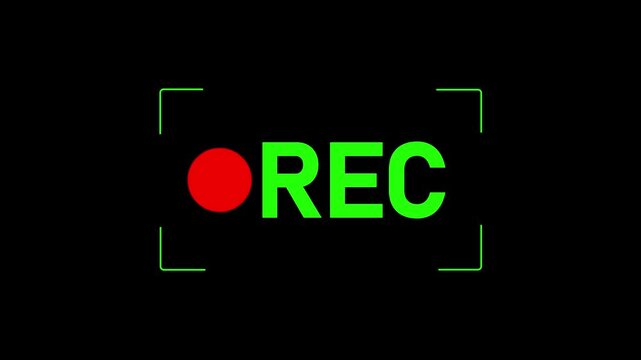 REC frame icon animation on transparent background. Recording icon button,Recording sign.