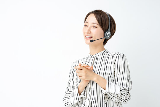 女性　ビジネス　セミナー　ヘッドセット