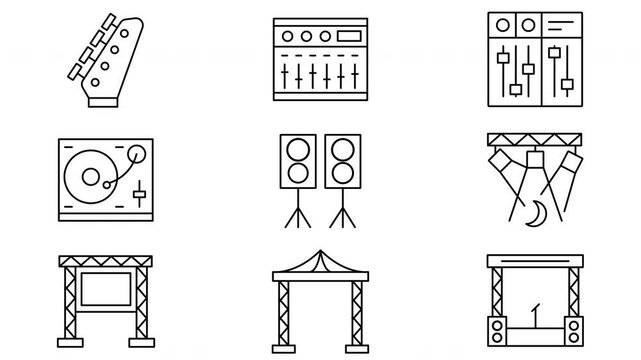 Collection of Music and Event Icons for Visual Projects.