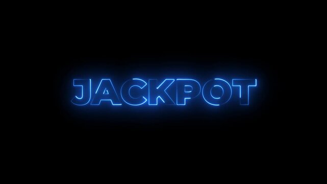 Glowing neon inscription jackpot text animation.