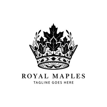 Organic foliage emblem blending maple leaves and monarch imagery for botanical or heritage business themes.