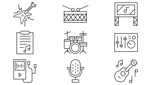 Collection of Music Icons and Symbols for Creative Projects.