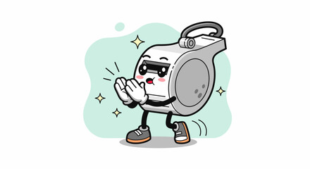Fototapeta premium Cartoon Anthropomorphic Washing Machine Dancing.