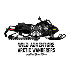 Rugged snowmobile design featuring a snarling wolf for arctic exploration branding. © BlackEdits