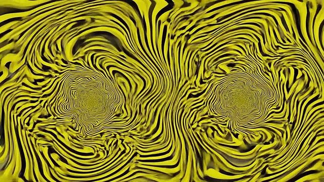 Abstract background with yellow and black swirling vortex patterns