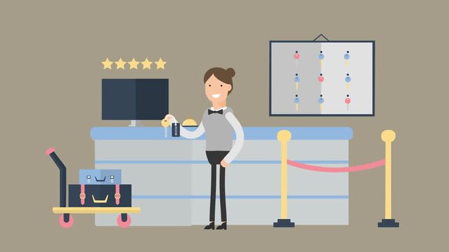Animated 2D flat design background scene of a Accomodation