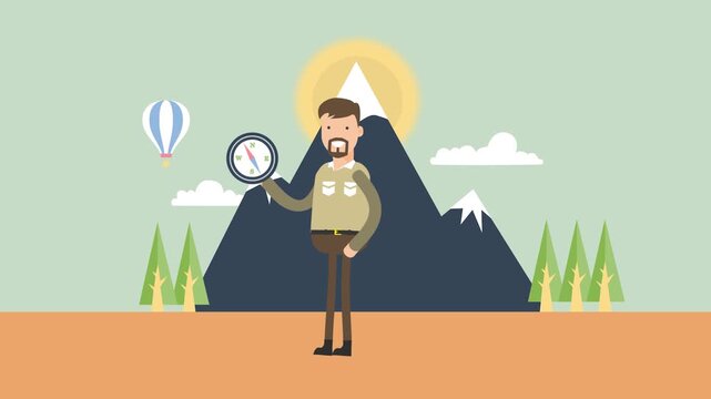 Animated 2D flat design background scene of a Adventure