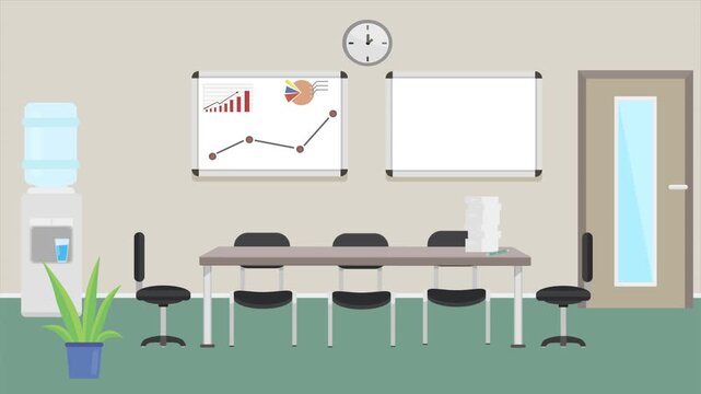 Animated 2D flat design background scene of a Meeting Room 2