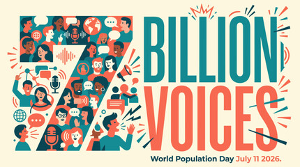 Obraz premium World Population Day Illustration with Seven Billion Voices Concept