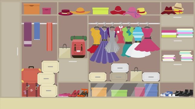 Animated 2D flat design background scene of a Dressing Room
