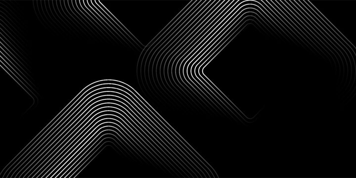 Modern line stripes curve abstract presentation background. black backgroun adn white line pattern.