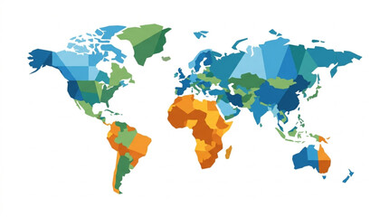 Colorful World Map Abstract Geometric Design. © vinadwi