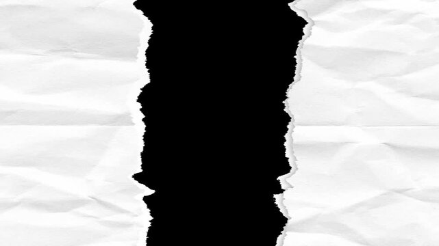 Vertical Paper Rip Down The Middle for Title Reveal Animation with Green Screen. Various Textured and Colored Paper Sheets Tearing From Center for Opening Screen and Closing After