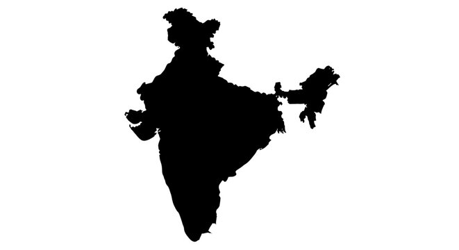 Black silhouette of the map of india