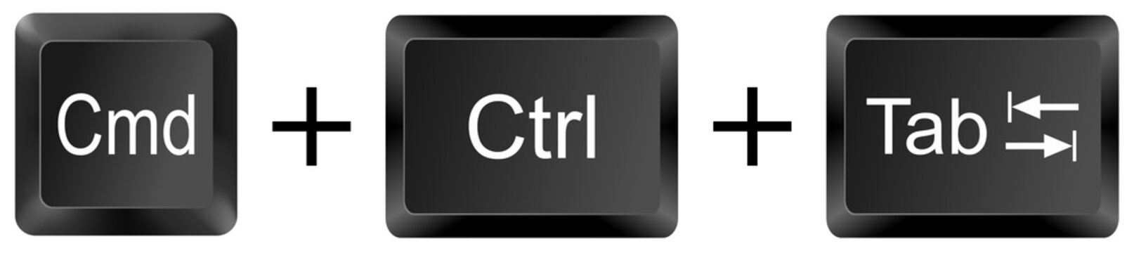 command control Tab  computer keyboard shortcut key button 3d icon symbol sign isolated on white background