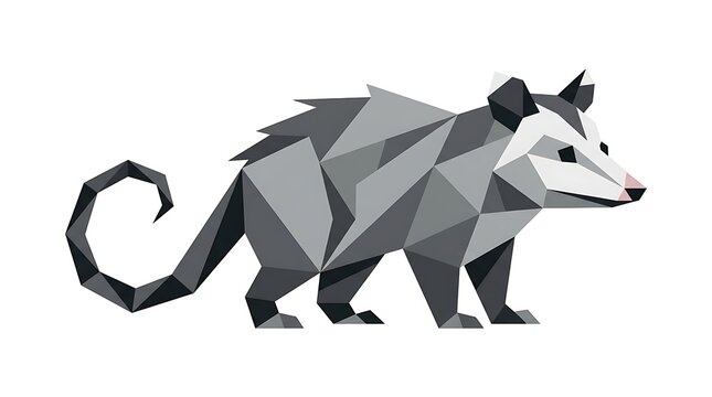 Polygonal geometric animal illustration of a low poly coati design