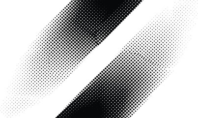 Fototapeta premium Halftone gradient background with diagonal black dots, retro pop art texture, abstract monochrome comic style vector pattern for graphic design