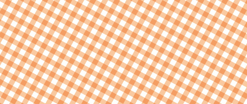 Halloween checkered tablecloth with orange plaid pattern background. Flat vector illustration isolated.Eps10