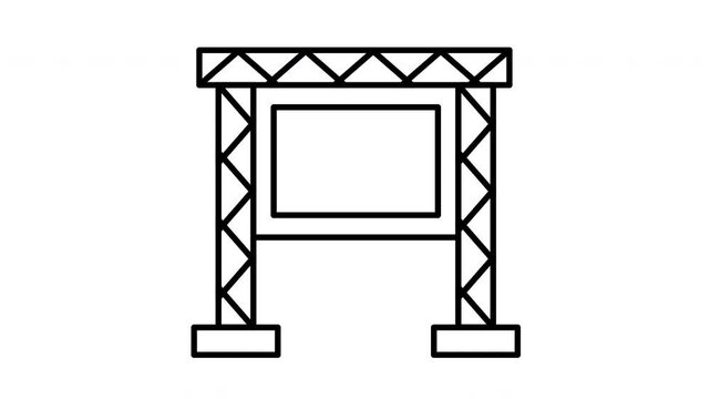 Simple Line Art of Stage Truss Structure with Blank Sign.