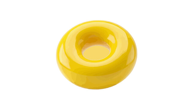 Vector illustration of yellow hard candy with a hole in the center on a transparent background