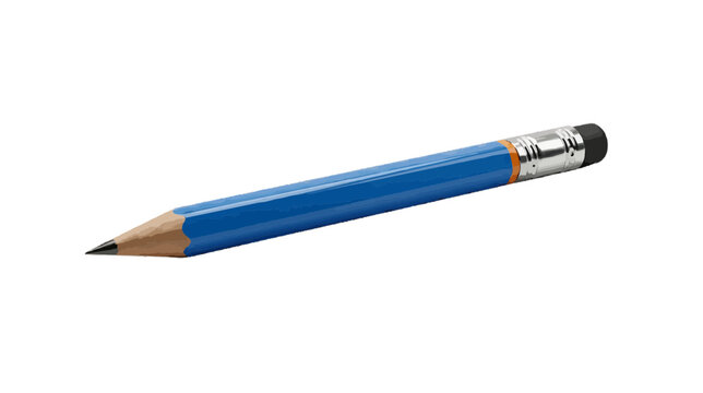 Vector illustration of blue wooden pencil with eraser on a transparent background