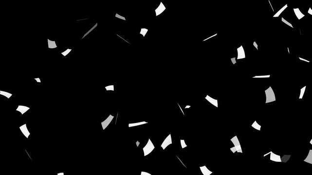 white paper animation black background. paper falling down animation. 