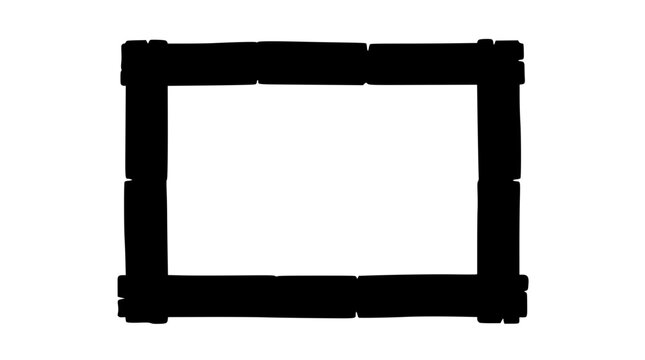 Rustic wooden plank frame silhouette isolated on white background