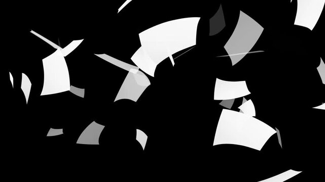 Sheets documents falling. Cinematic 3d rendering animation, White paper animation flying,
Blank paper sheets falling down, Drowned in Paperwork with too much Work. Blank white pages falling 
