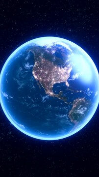 Global Earth Zoom Motion Graphic Rotating towards Mexico in vertical format