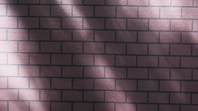 夏　煉瓦の壁に落ちる日差しと木漏れ日の影　風に揺れる葉の影とさわやかな光　フレアと輝き　夏休み・初夏・暑い背景