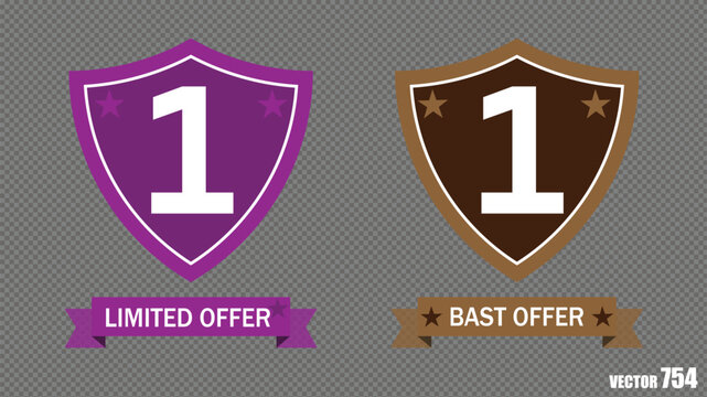 Limited offer and bast offer shield emblems with number one design for store promotions