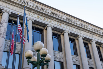 Obraz premium Baton Rouge, Louisiana, USA - February 13, 2022: East Baton Rouge Parish Courthouse in Louisiana, which currently houses the City Courts of Baton Rouge. Baton Rouge, Louisiana, USA. 