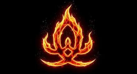Fototapeta premium Flaming lotus flower symbol icon.