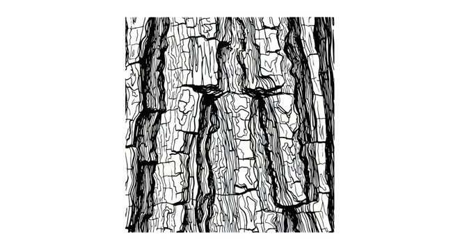 Textured tree bark in black and white line art style