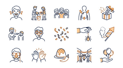 Celebratory Icons Depicting Joyful Moments and Events © windiyarti