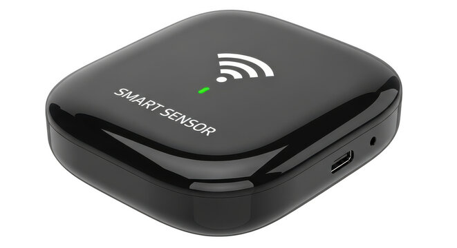 Smart sensor device for home automation isolated on transparent background