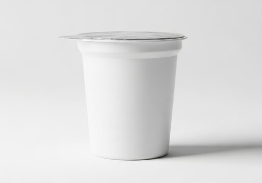 Blank white yogurt cup mockup isolated on white background
