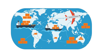 Naklejka premium Global logistics and transportation network map.