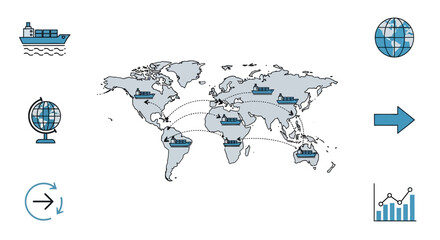 Naklejka premium Global logistics and transportation network map.
