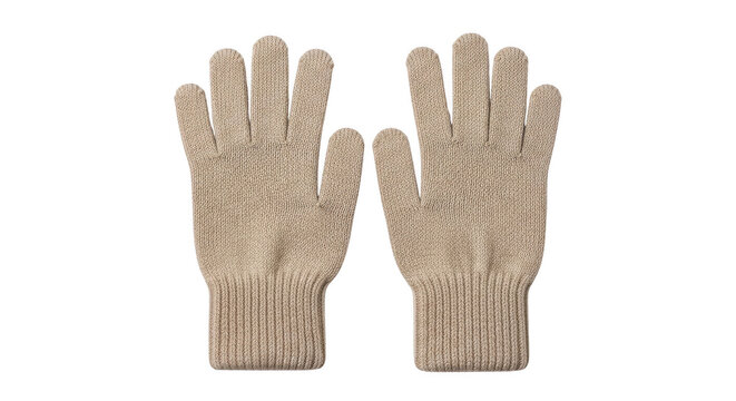 Pair of brown work gloves made of durable fabric isolated on transparent background