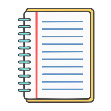 Yellow spiral notebook with blue lines vector