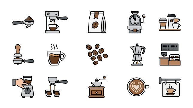 Coffee brewing tools and accessories in a creative layout