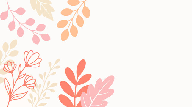 Soft pastel floral branches with leaves in a corner graphic element