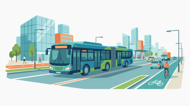 Bus Rapid Transit Vector Illustration