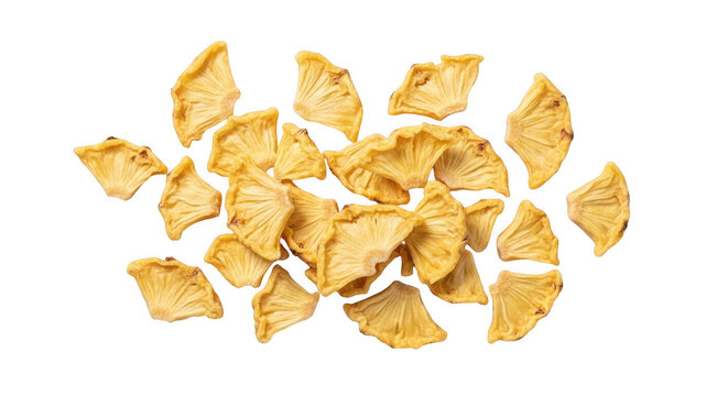 Dried pineapple slices isolated on transparent background