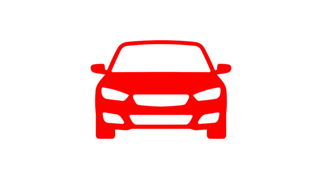 Red Car Front View Silhouette.