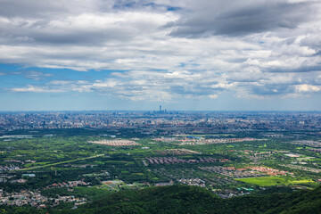 Fototapeta premium Panoramic View of Beijing City Skyline and CBD Skyscrapers Looked from Western Hills