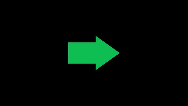 Animated green squirrel arrow moving right and left on a black background  suitable for directions and traffic signs.