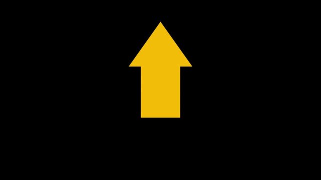 Animated yellow squirrel arrow moving up north cardinal direction sign on black background, suitable for directions, animators and youtubers