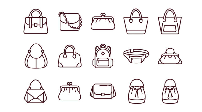 Collection of Various Handbags and Accessories Icons